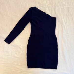 Navy One shoulder bandage dress by Guess by Marciano